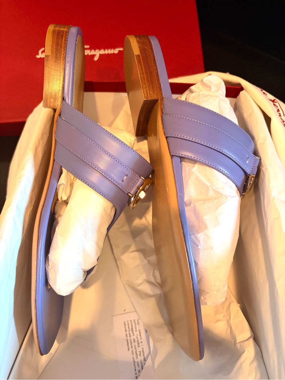 Salvatore Ferragamo Lavender Vara Bow Thong Slide Sandals - Picture 3 of 8